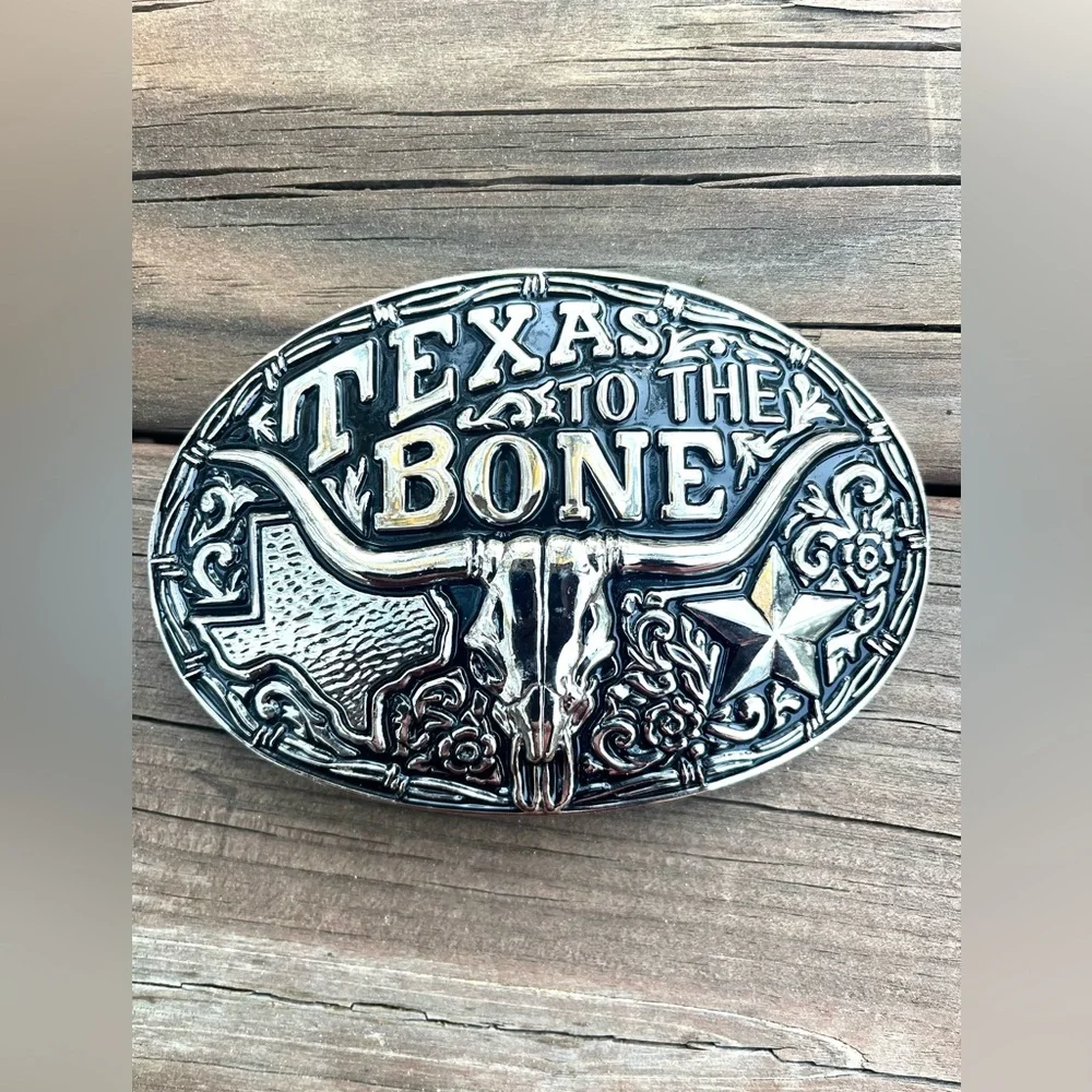 Texas To The Bone Belt Buckle For Cowboy or Western Wear for Men. - Picture 3 of 6